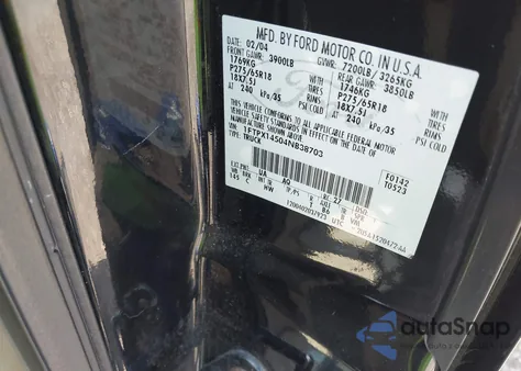 2004 Ford F-150 Fx4/Lariat/Xl/Xlt из США, поврежденный, VIN 1FTPX14504NB38703